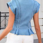 Martha - Top in denim con scollo a V — 5