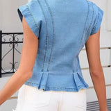 Martha - Top in denim con scollo a V — 5