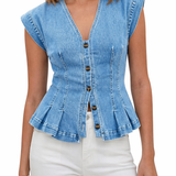 Martha - Top in denim con scollo a V — 6