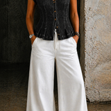Martha - Top in denim con scollo a V — 8