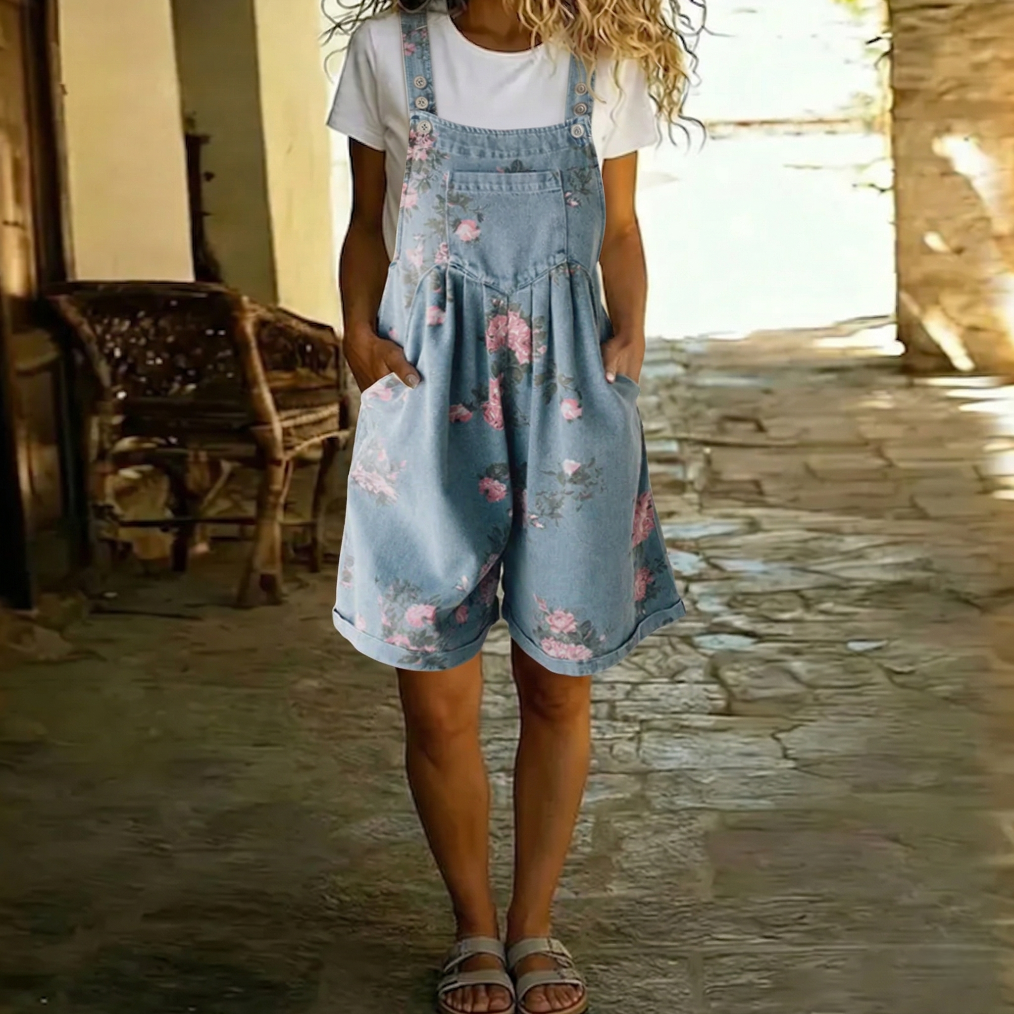 Marlene - Tuta floreale in denim — 2