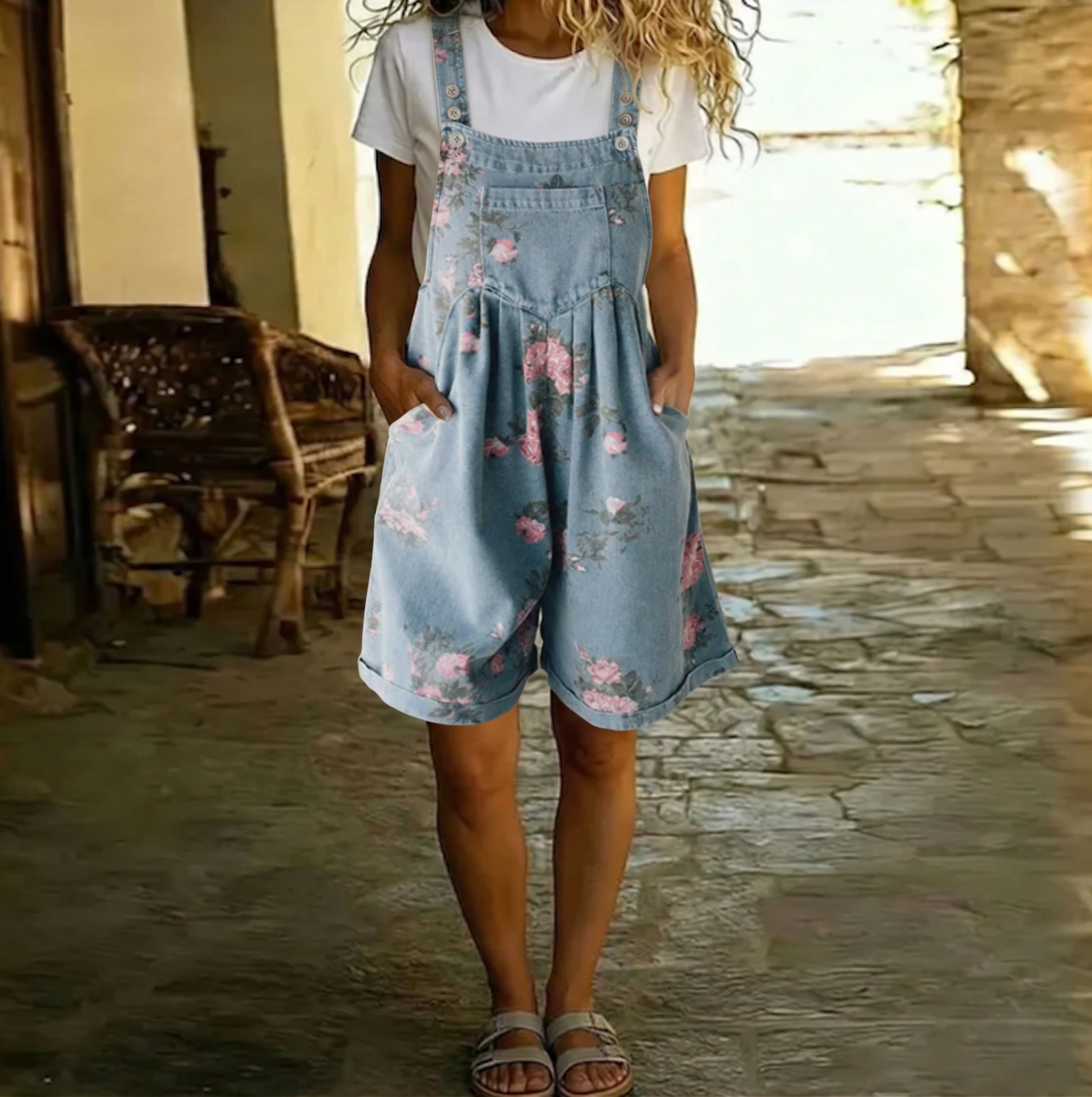 Marlene - Tuta floreale in denim — 2