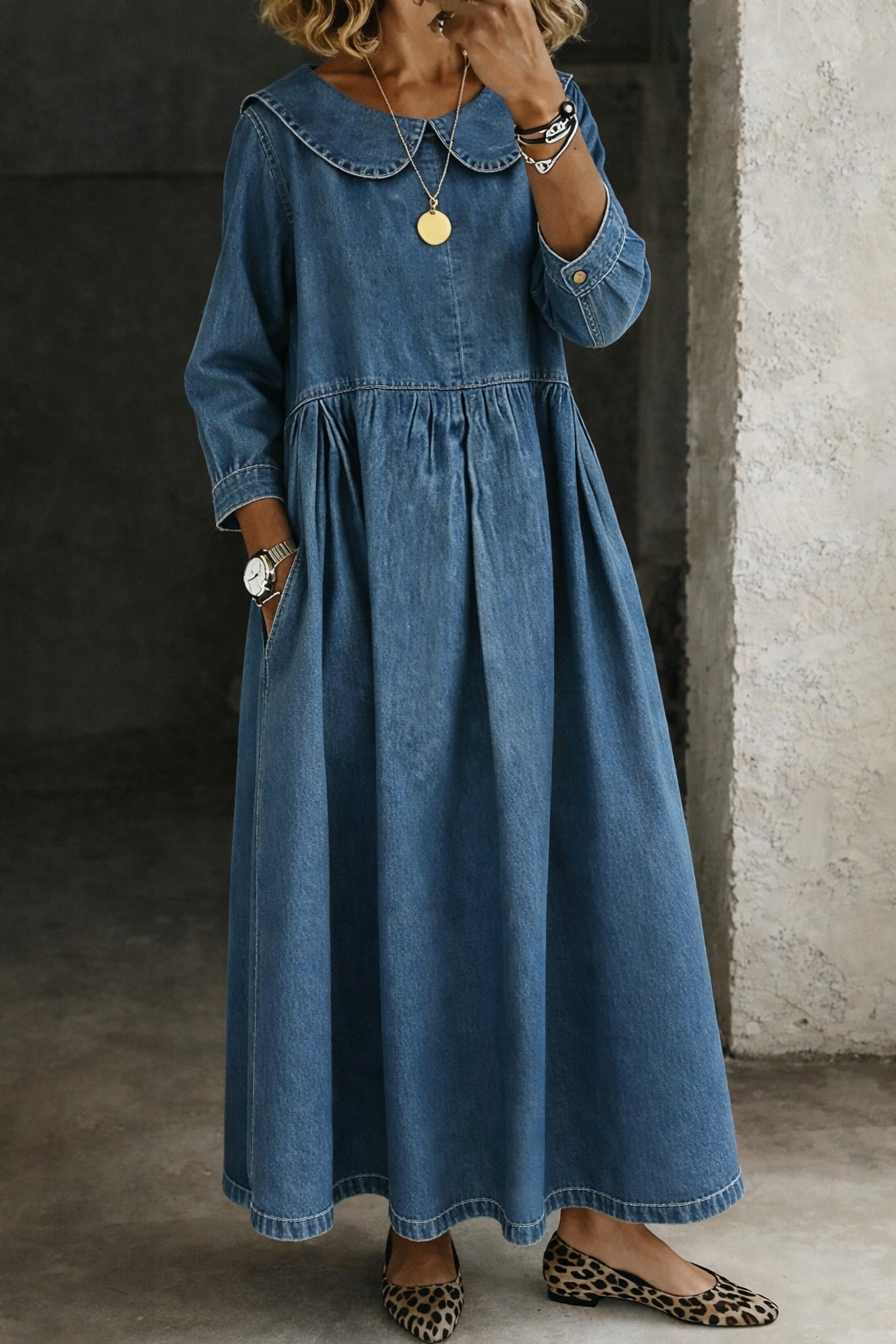 Lieselotte - Abito in denim con colletto alla Peter Pan — 2
