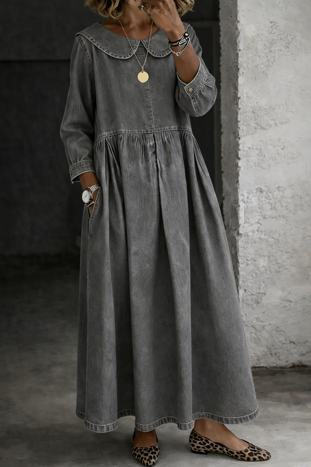 Lieselotte - Abito in denim con colletto alla Peter Pan — 7