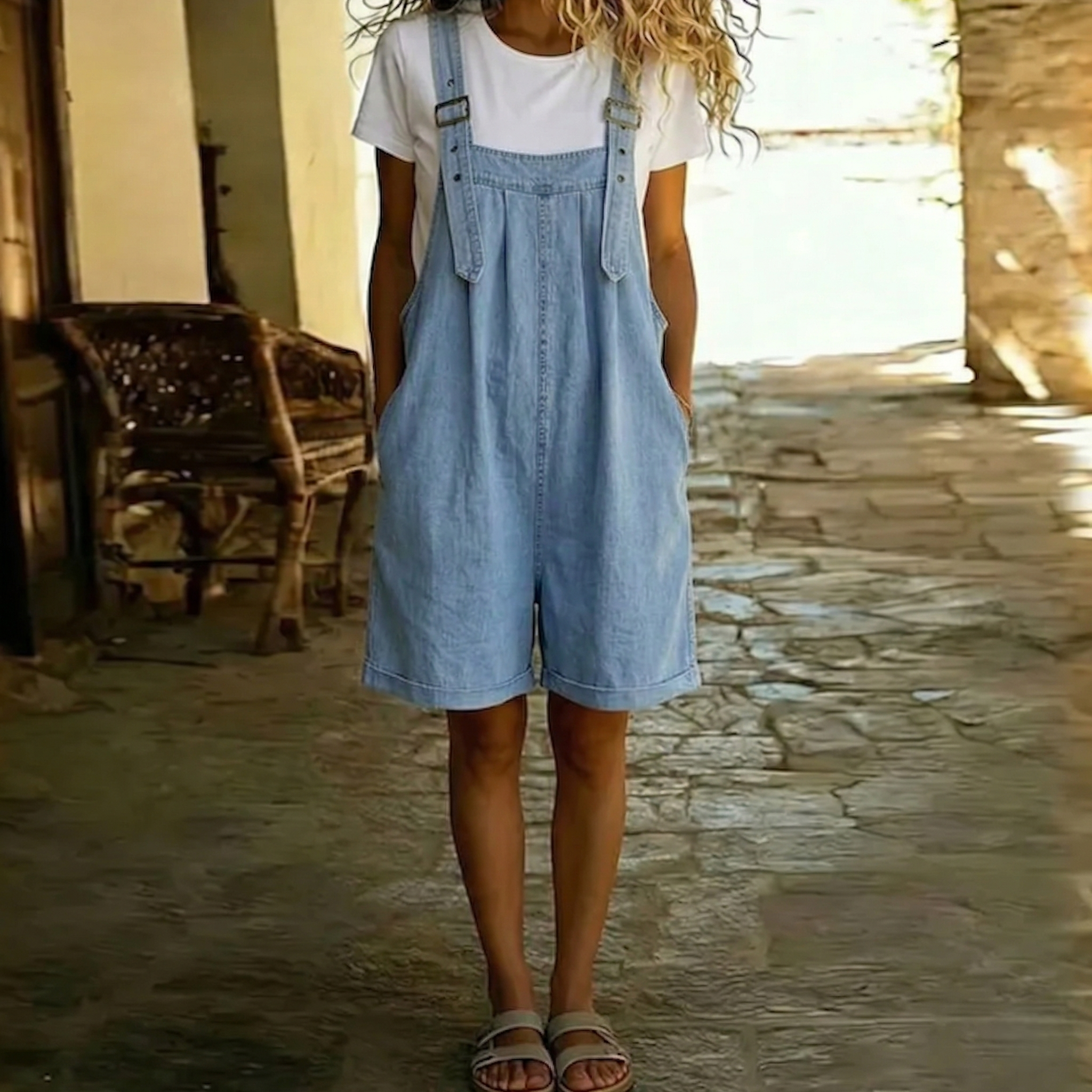 Klothilde - Tuta corta in denim dal morbido tocco di cotone — 2