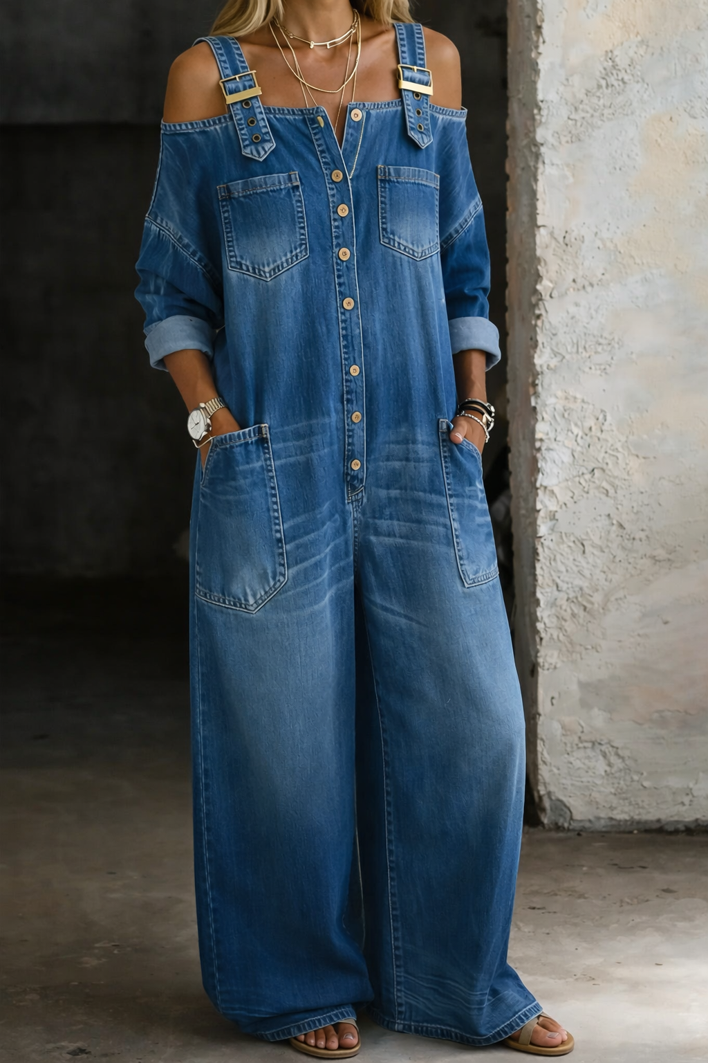 Judith - Tuta in denim con spalline scoperte — 2