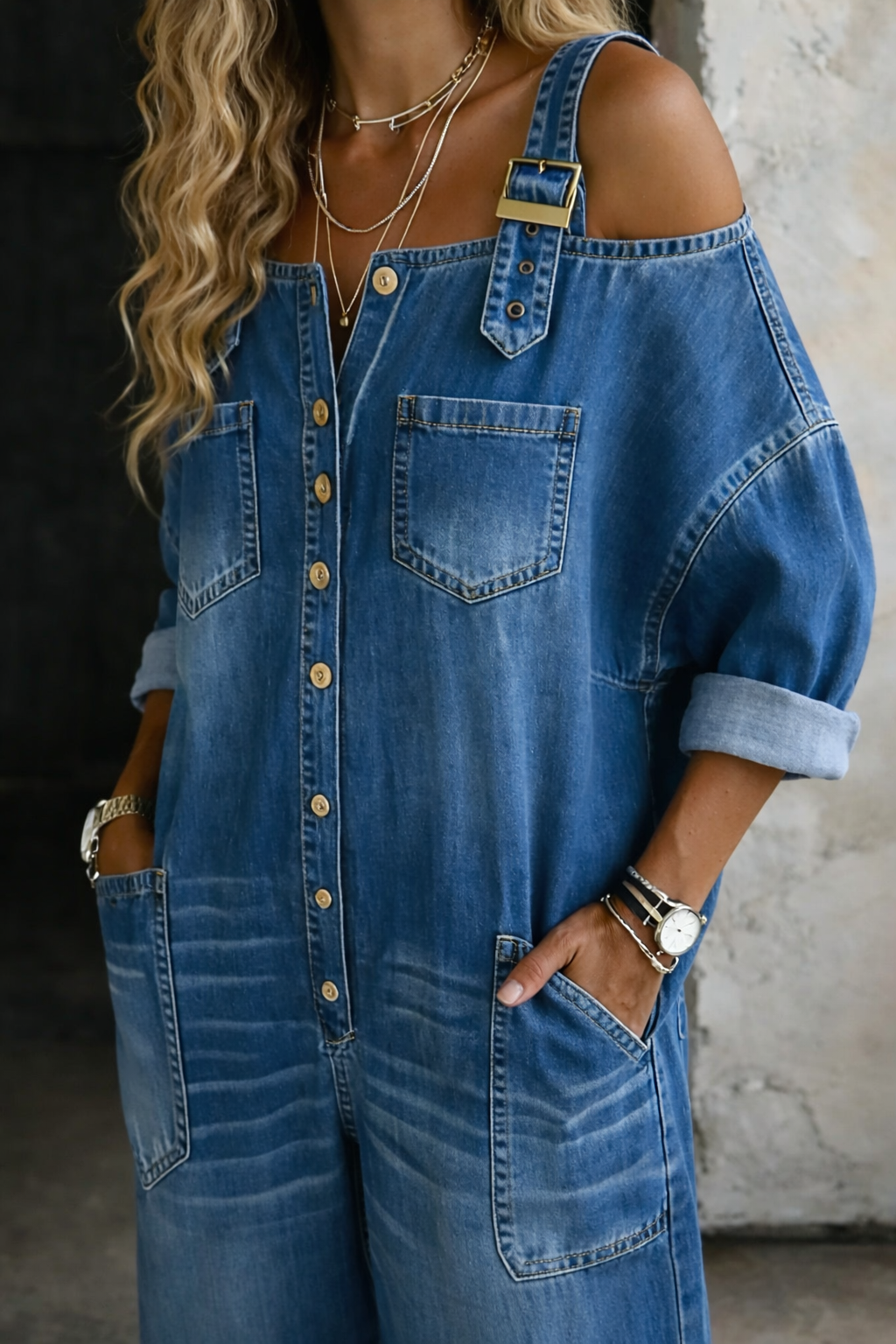 Judith - Tuta in denim con spalline scoperte — 3