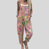 Salopette rosa con fiori di campo — 1