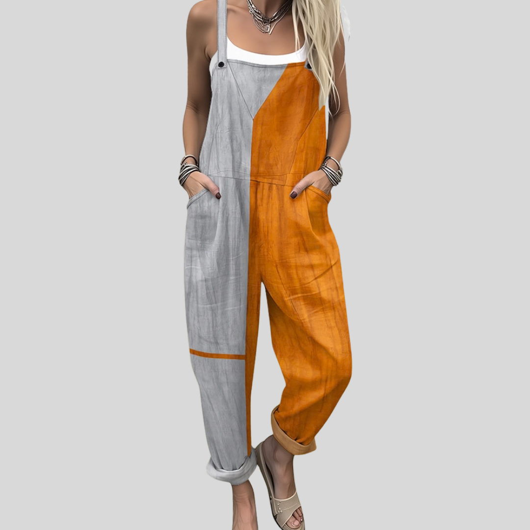 Salopette color block grigio-arancio — 1