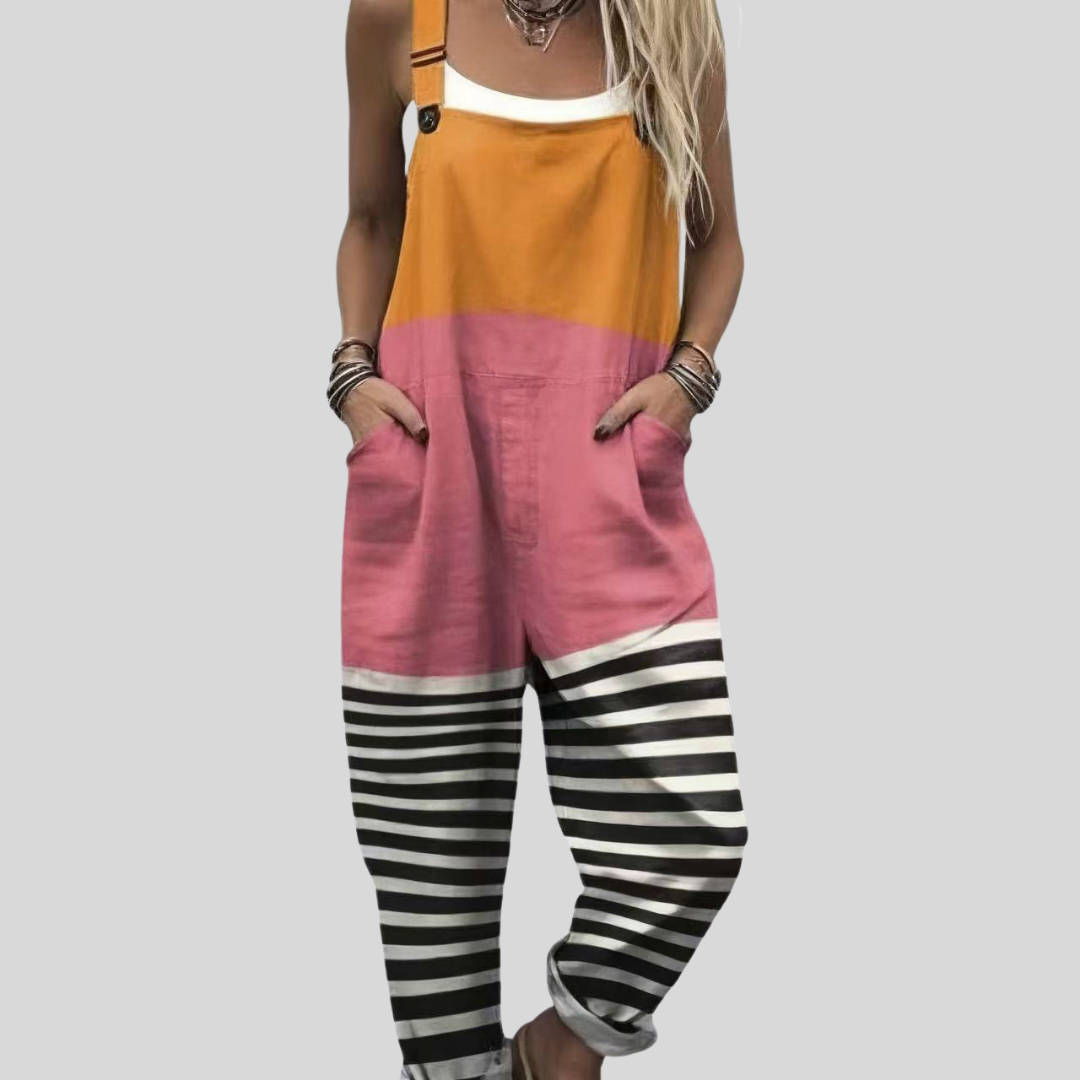 Salopette color block arancione-rosa — 1