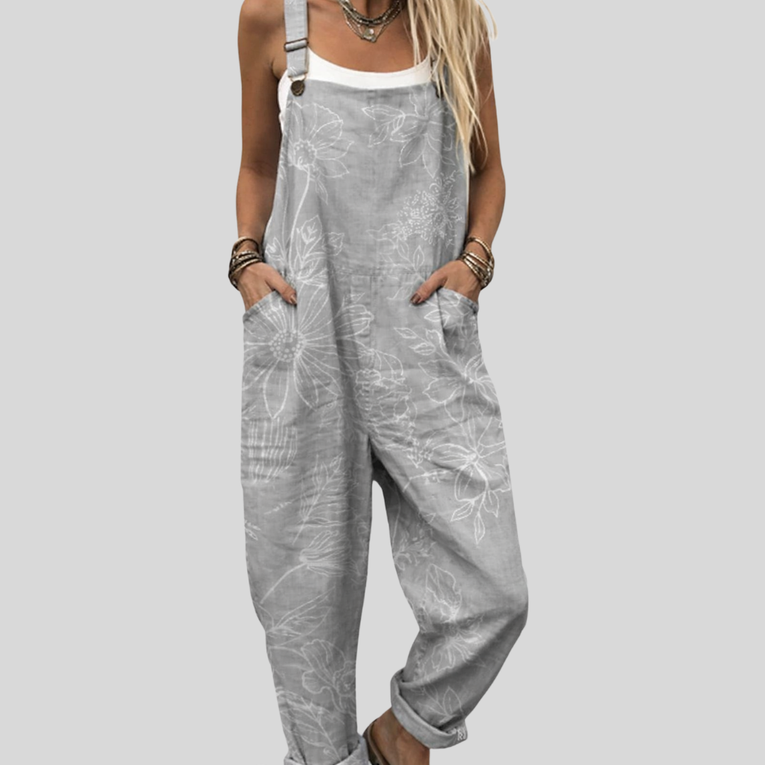 Salopette grigio chiaro con look usato — 1