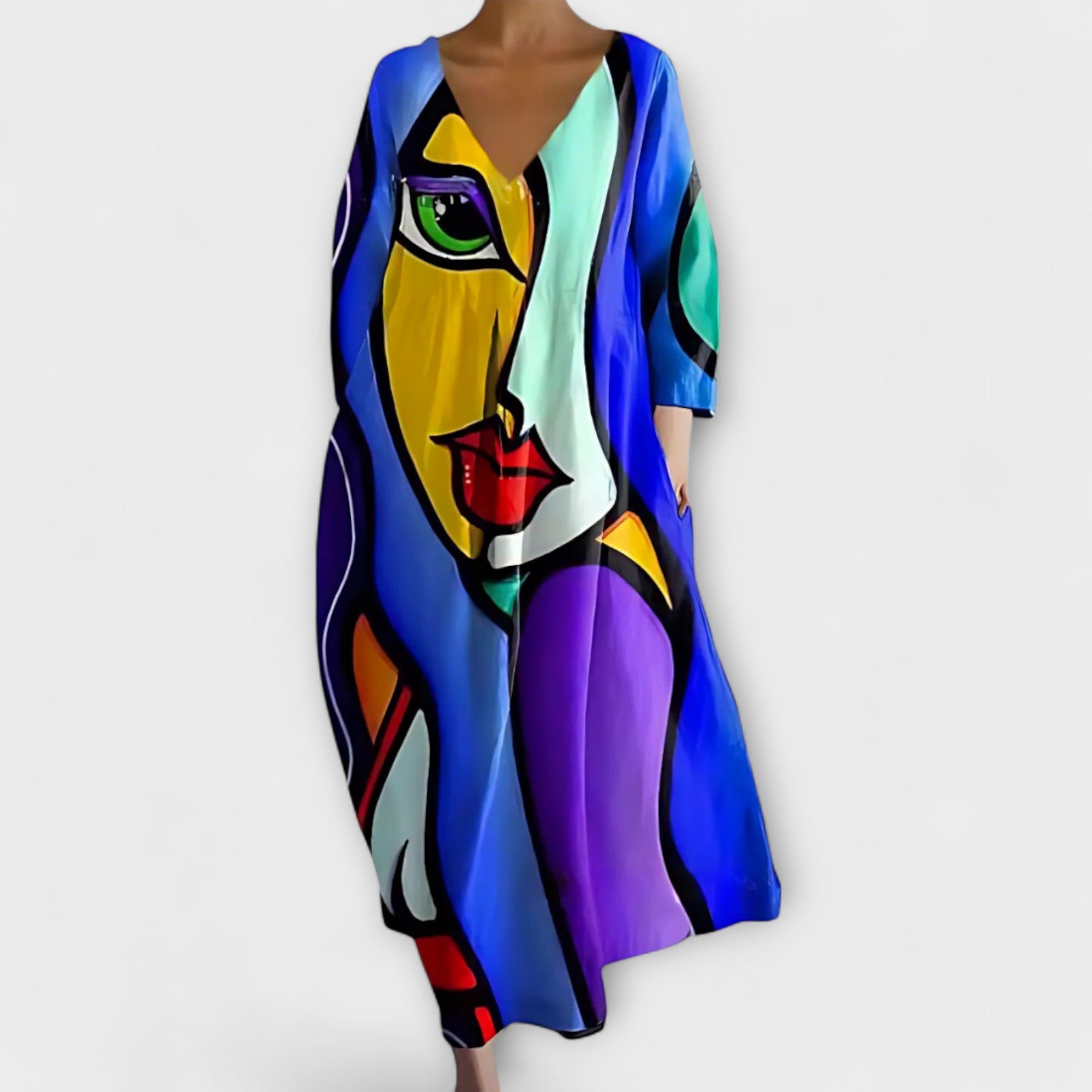 Erika | Abito lungo e colorato con scollo a V — 9