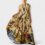 Lilly | Abito lungo con stampa plissettata — 1