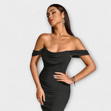 Solveig | vestito aderente con volant e spalle scoperte — 5