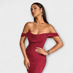 Solveig | vestito aderente con volant e spalle scoperte — 8