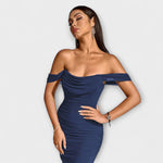 Solveig | vestito aderente con volant e spalle scoperte — 14