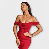 Solveig | vestito aderente con volant e spalle scoperte — 17