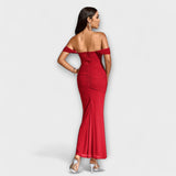 Solveig | vestito aderente con volant e spalle scoperte — 18