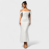 Solveig | vestito aderente con volant e spalle scoperte — 21