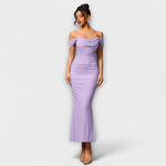 Solveig | vestito aderente con volant e spalle scoperte — 27