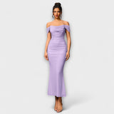 Solveig | vestito aderente con volant e spalle scoperte — 28