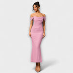 Solveig | vestito aderente con volant e spalle scoperte — 30