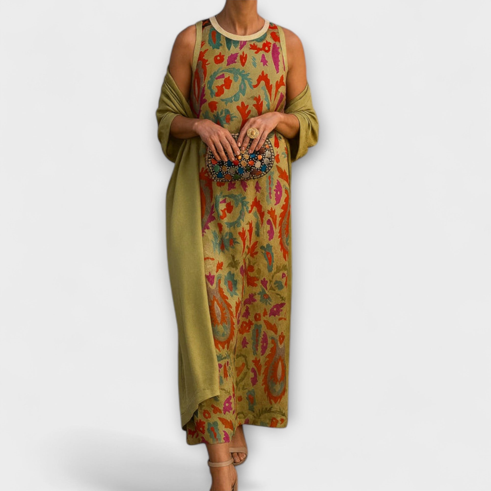 Clara | Abito lungo elegante con stola abbinata — 1