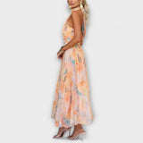Eleonore | Abito lungo con stampa acquerello e scollo all'americana — 4