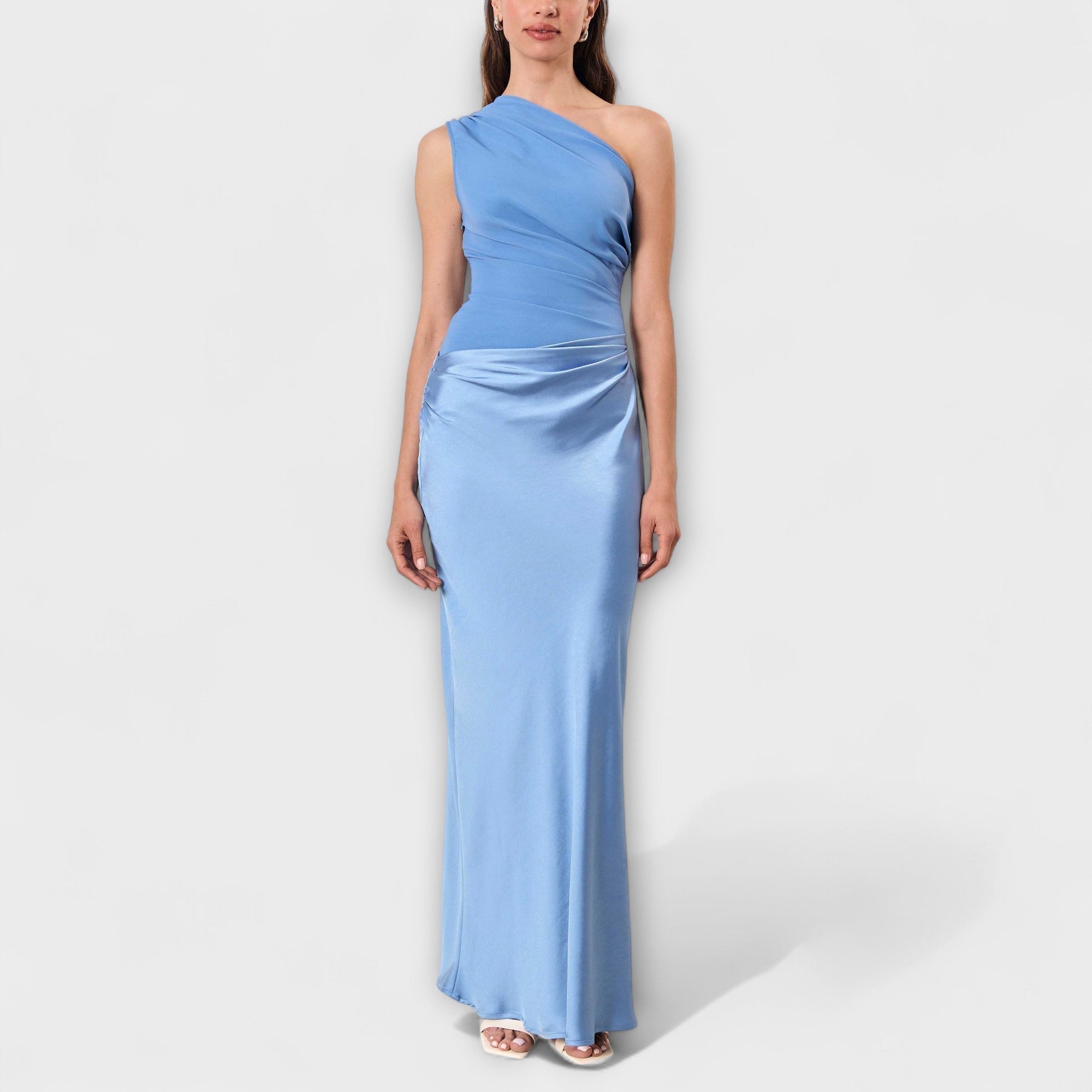 Lara | Elegante maxi abito plissettato monospalla — 6