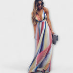 Rita | Abito da donna a righe multicolori con scollo a V — 2