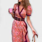 Ursula | Elegante maxi abito rosa con maniche corte — 2