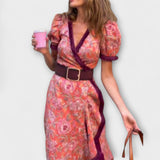 Ursula | Elegante maxi abito rosa con maniche corte — 2