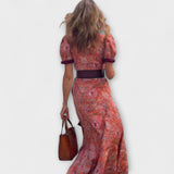 Ursula | Elegante maxi abito rosa con maniche corte — 4