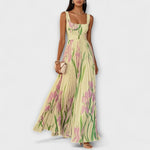 Madlen | Maxi abito in chiffon floreale plissettato — 6