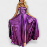 Anja | Abito maxi con tessuto metallizzato — 4