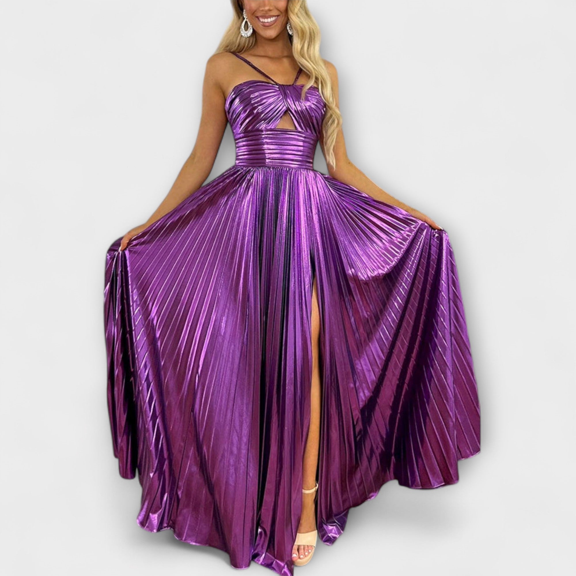 Anja | Abito maxi con tessuto metallizzato — 4