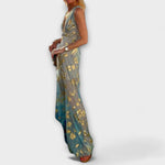 Margaretha | Abito fluido con scollo a V e dettagli in paillettes — 3
