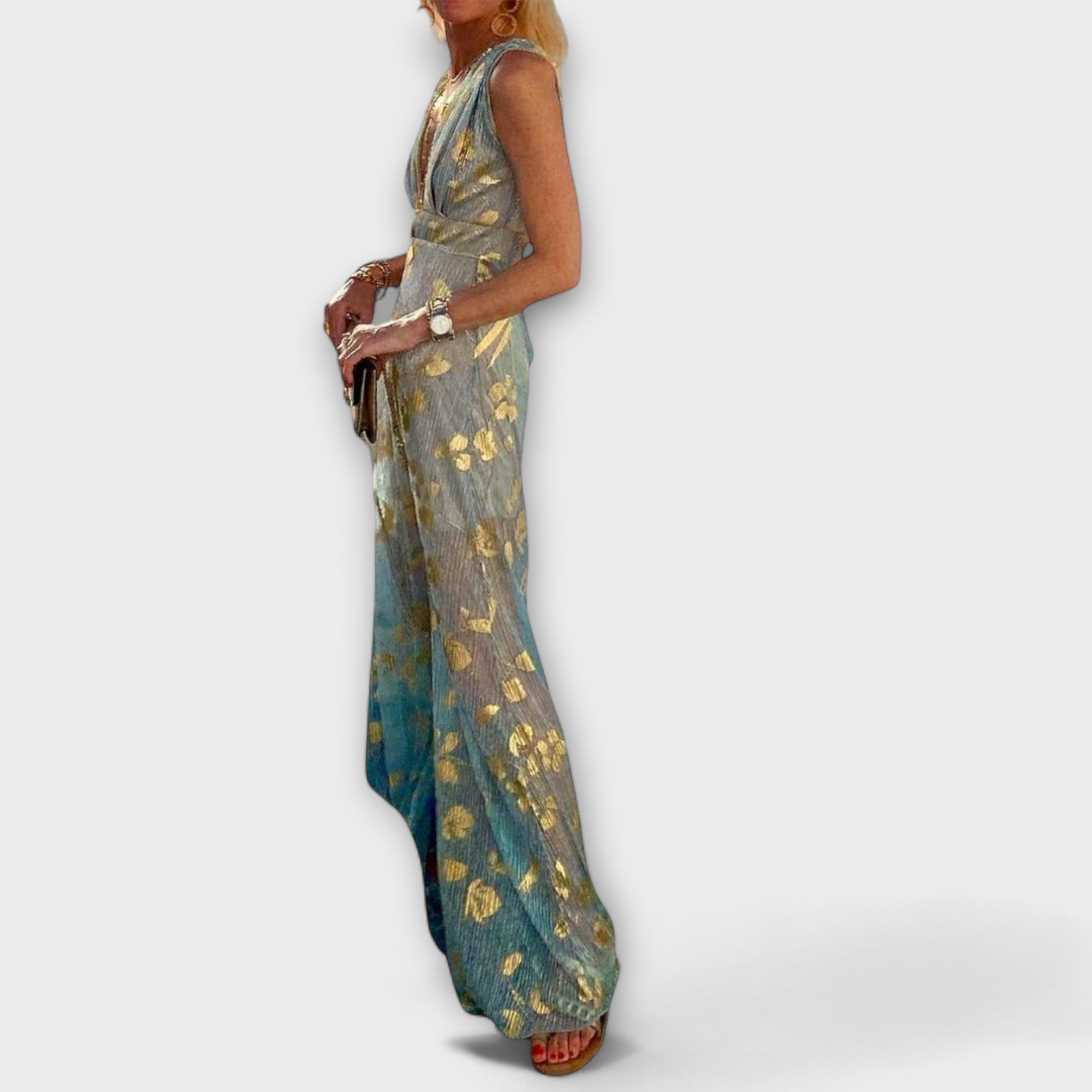 Margaretha | Abito fluido con scollo a V e dettagli in paillettes — 3
