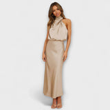 Edeltraud | Elegante maxi vestito alla caviglia in giallo estivo — 1