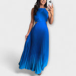 Hanna | Abito maxi pieghettato sfumato con cravatta senza schienale chic — 6