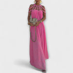 Klara | Un maxi abito chic in tessuto misto con trecce drappeggiate — 2