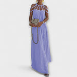 Klara | Un maxi abito chic in tessuto misto con trecce drappeggiate — 5