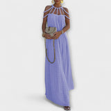 Klara | Un maxi abito chic in tessuto misto con trecce drappeggiate — 5