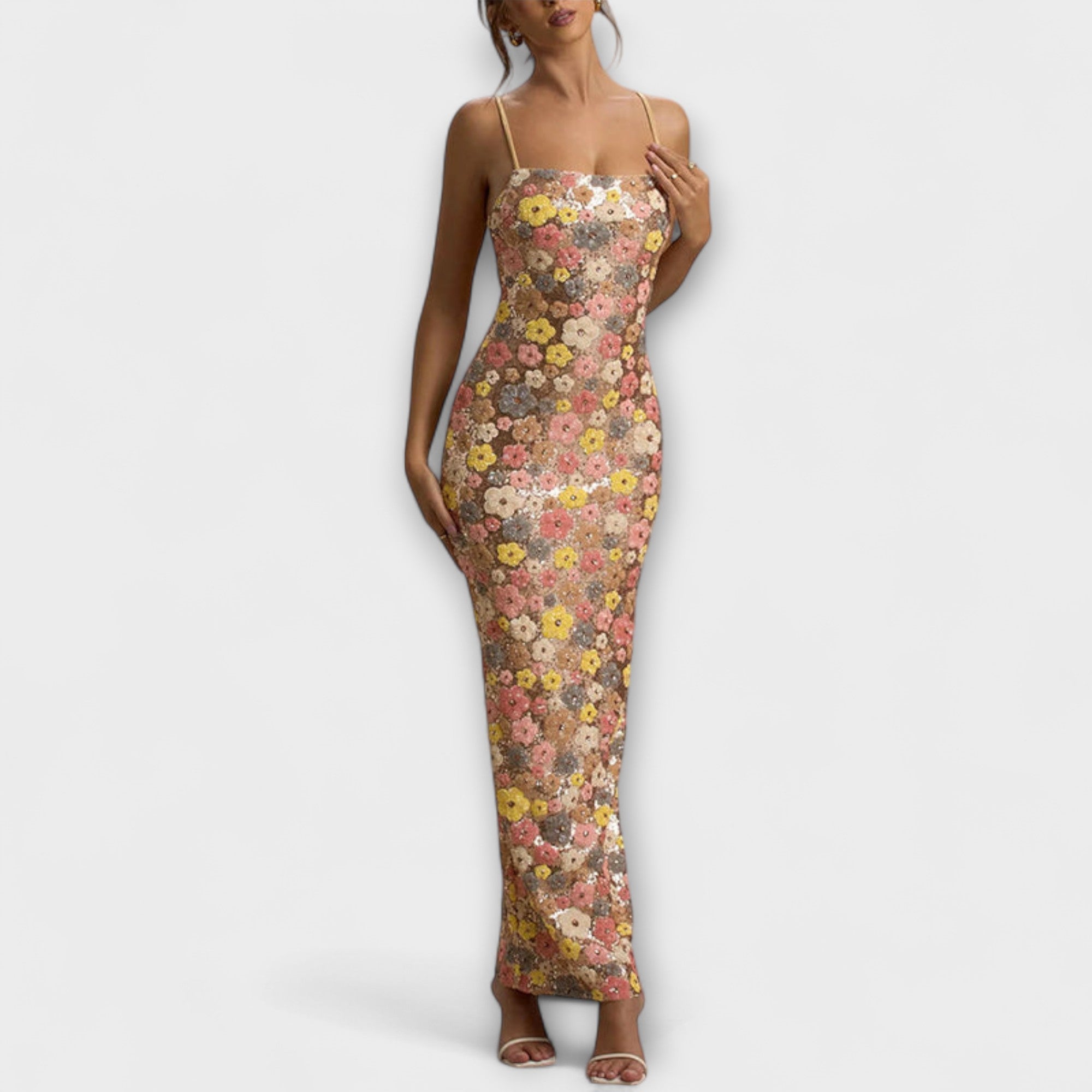Nadine | Maxi abito con paillettes floreali in stile anni '80 — 1