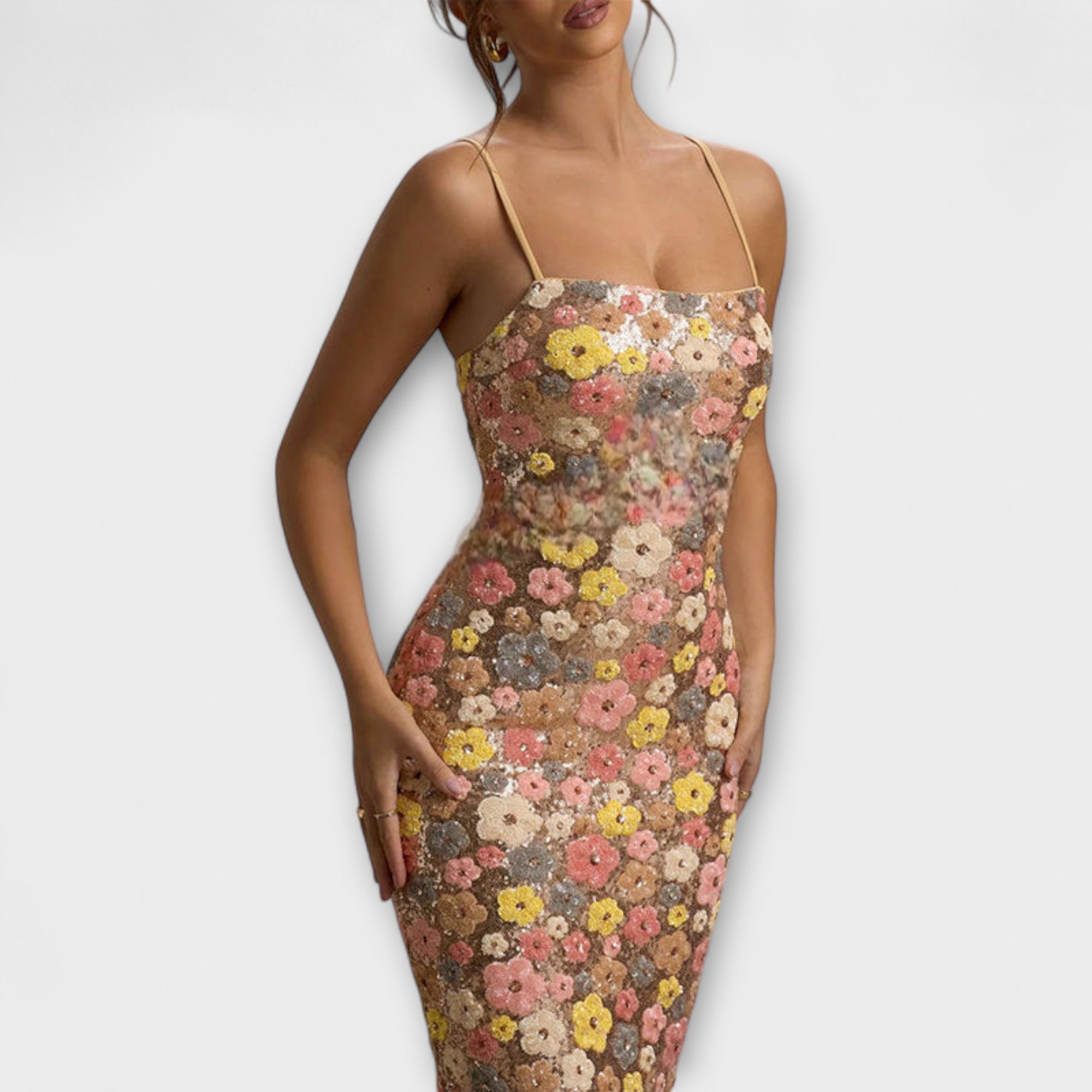 Nadine | Maxi abito con paillettes floreali in stile anni '80 — 2