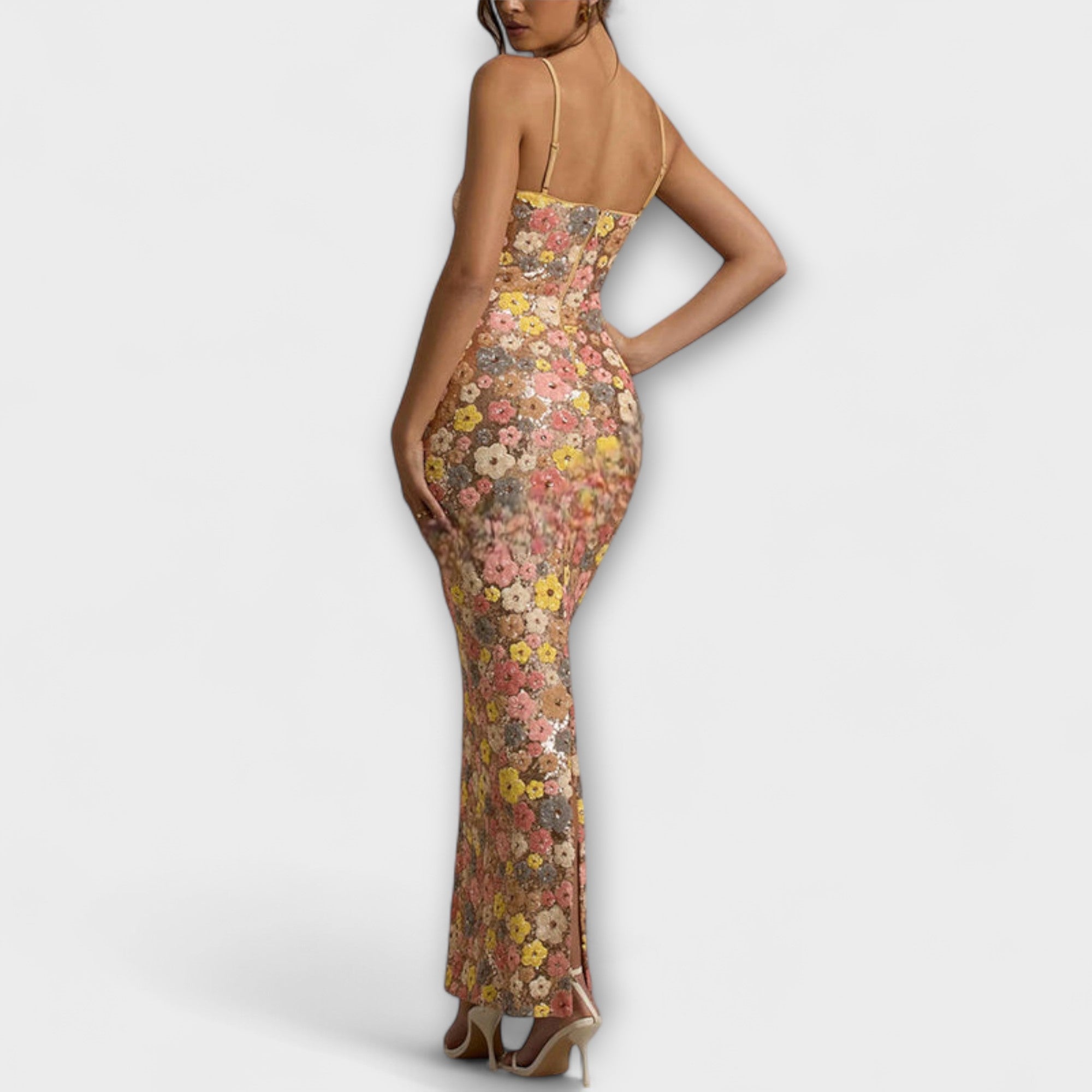 Nadine | Maxi abito con paillettes floreali in stile anni '80 — 4