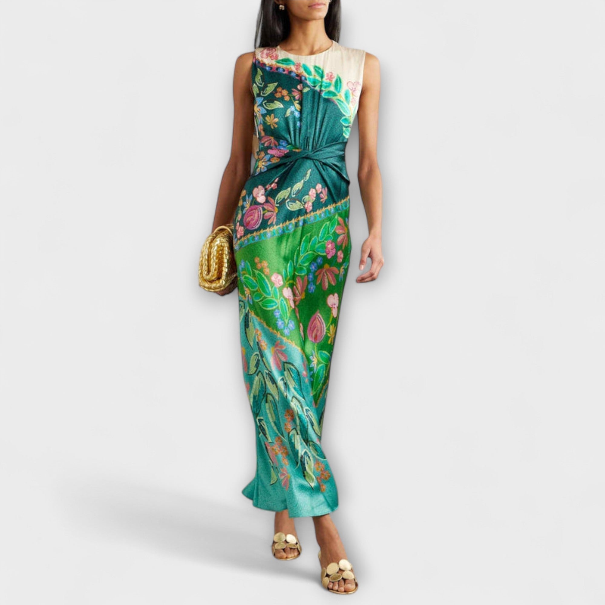 Annemarie | Elegante maxi abito floreale drappeggiato intrecciato — 1