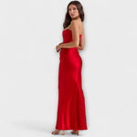 Lina | Maxi abito in raso drappeggiato con spalle scoperte — 9
