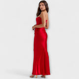 Lina | Maxi abito in raso drappeggiato con spalle scoperte — 9