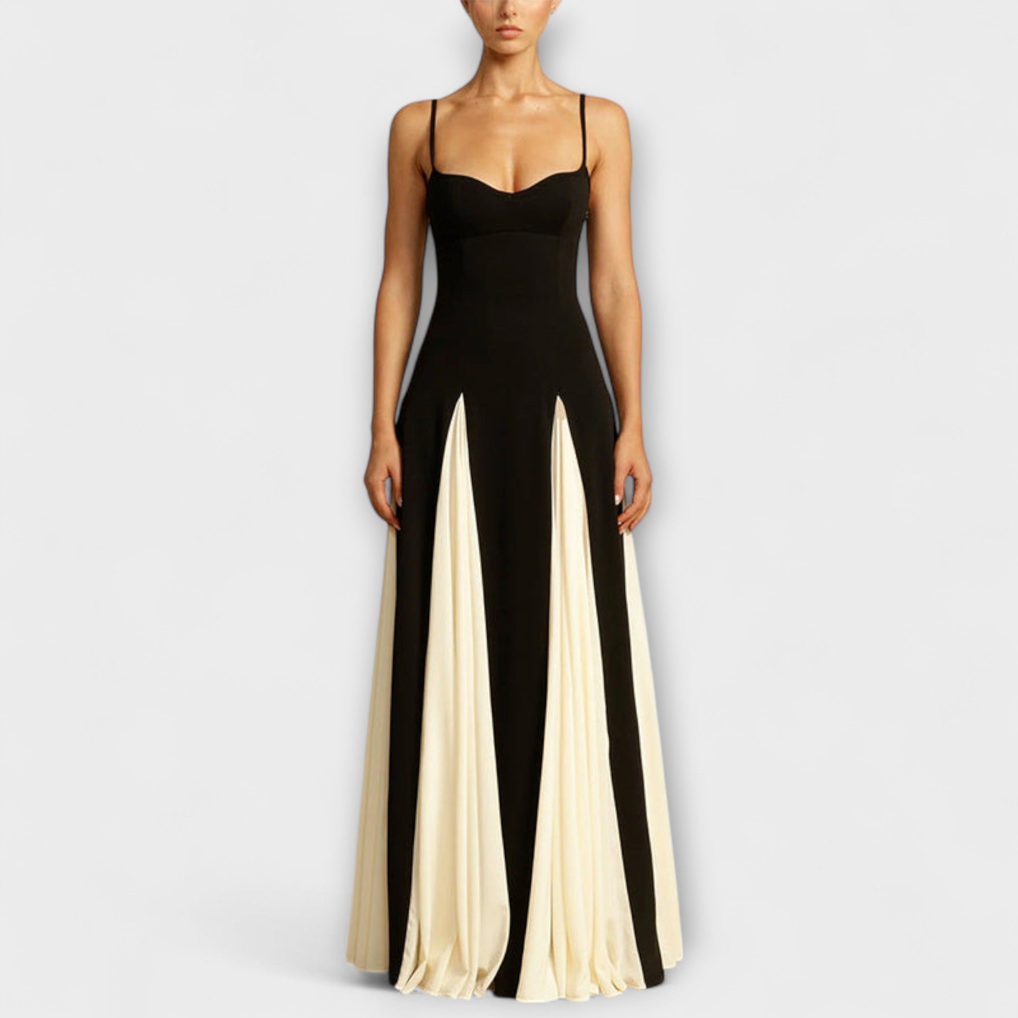 Annette | Maxi abito a trapezio dall'eleganza classica con pannelli in tulle — 1